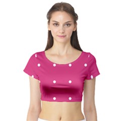 Small Pink Dot Short Sleeve Crop Top by snowwhitegirl