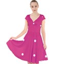 Small Pink Dot Cap Sleeve Front Wrap Midi Dress View1