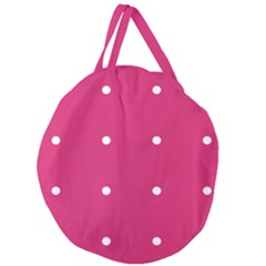 Small Pink Dot Giant Round Zipper Tote by snowwhitegirl