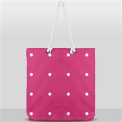 Small Pink Dot Full Print Rope Handle Tote (large) by snowwhitegirl