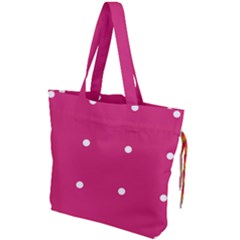 Small Pink Dot Drawstring Tote Bag by snowwhitegirl