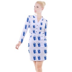 Milk Carton Button Long Sleeve Dress