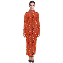 Red Retro Dots Turtleneck Maxi Dress