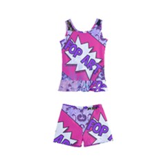 Purple Retro Pop Kid s Boyleg Swimsuit