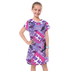 Purple Retro Pop Kids  Drop Waist Dress