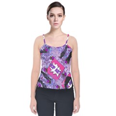 Purple Retro Pop Velvet Spaghetti Strap Top