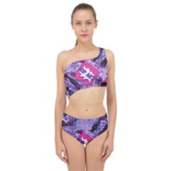 Purple Retro Pop Spliced Up Two Piece Swimsuit