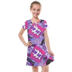 Purple Retro Pop Kids  Cross Web Dress by snowwhitegirl