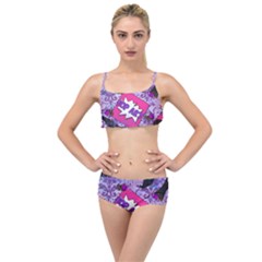 Purple Retro Pop Layered Top Bikini Set