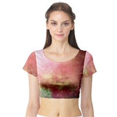 Galaxy Red Short Sleeve Crop Top by snowwhitegirl