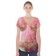 Galaxy Red Short Sleeve Front Detail Top by snowwhitegirl