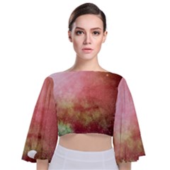 Galaxy Red Tie Back Butterfly Sleeve Chiffon Top by snowwhitegirl