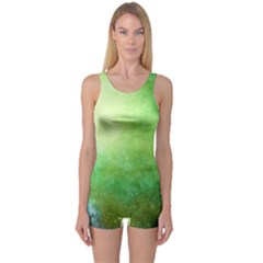 Galaxy Green One Piece Boyleg Swimsuit by snowwhitegirl