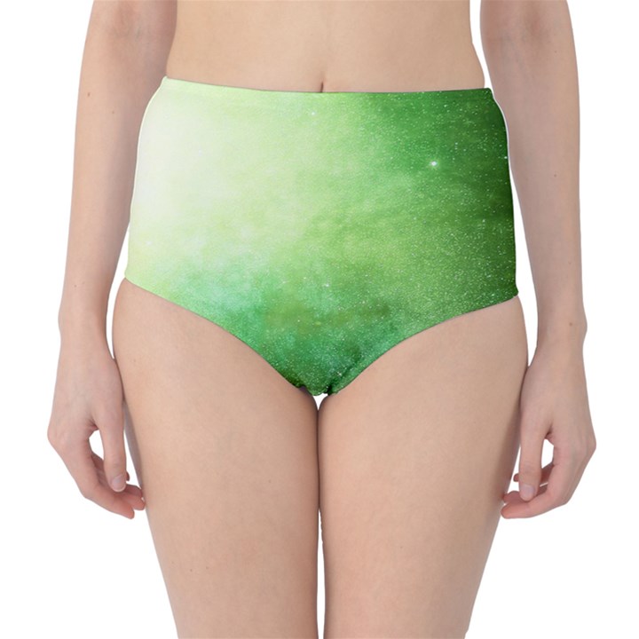 Galaxy Green Classic High-Waist Bikini Bottoms