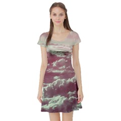 In The Clouds Pink Short Sleeve Skater Dress by snowwhitegirl