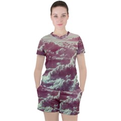 In The Clouds Pink Women s Tee And Shorts Set