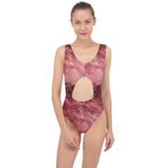 Red  Ocean Splash Center Cut Out Swimsuit