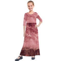 Red  Ocean Splash Kids  Quarter Sleeve Maxi Dress