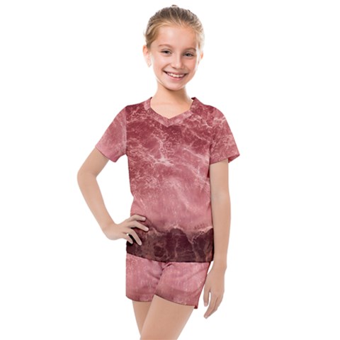 Red  Ocean Splash Kids  Mesh Tee And Shorts Set by snowwhitegirl