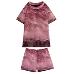 Red  Ocean Splash Kids  Swim Tee And Shorts Set