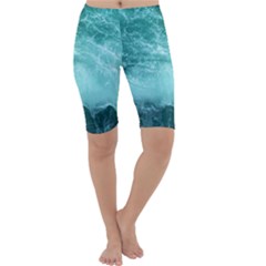 Green Ocean Splash Cropped Leggings  by snowwhitegirl