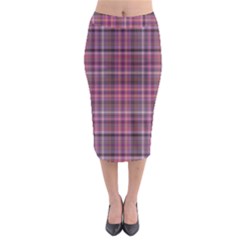 Pink Plaid Midi Pencil Skirt by snowwhitegirl