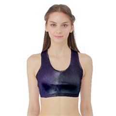 Galaxy Sky Purple Sports Bra With Border by snowwhitegirl