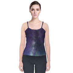 Galaxy Sky Purple Velvet Spaghetti Strap Top by snowwhitegirl