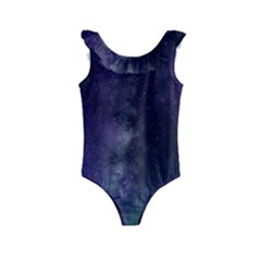 Galaxy Sky Purple Kids  Frill Swimsuit