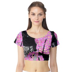 Weird Smile Short Sleeve Crop Top by snowwhitegirl