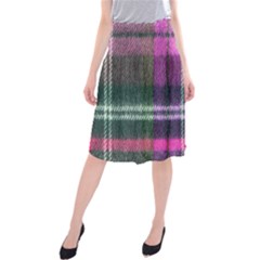 Pink Plaid Flannel Midi Beach Skirt by snowwhitegirl