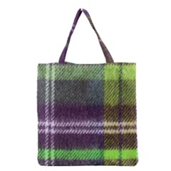 Neon Green Plaid Flannel Grocery Tote Bag by snowwhitegirl