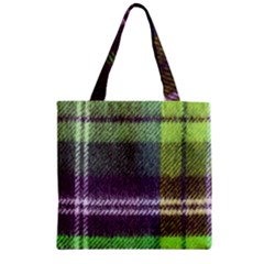 Neon Green Plaid Flannel Zipper Grocery Tote Bag by snowwhitegirl