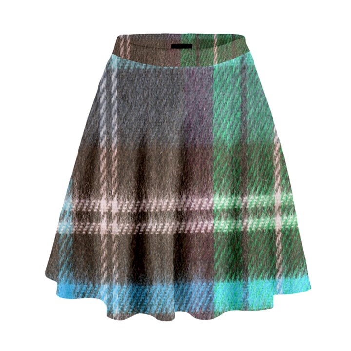 Blue Plaid Flannel High Waist Skirt