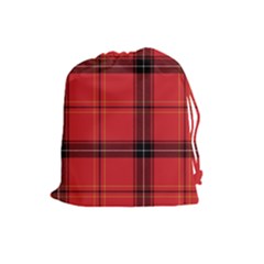 Red Plaid Drawstring Pouch (large) by snowwhitegirl