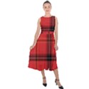 Red Plaid Midi Tie-Back Chiffon Dress View1