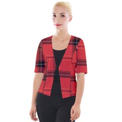 Red Plaid Cropped Button Cardigan by snowwhitegirl