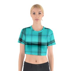 Aqua Plaid Cotton Crop Top by snowwhitegirl