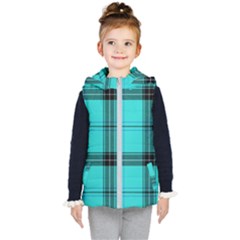 Aqua Plaid Kid s Hooded Puffer Vest by snowwhitegirl