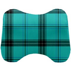 Aqua Plaid Head Support Cushion