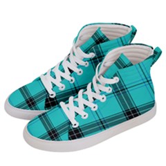 Aqua Plaid Men s Hi-top Skate Sneakers by snowwhitegirl