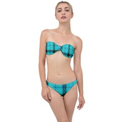 Aqua Plaid Classic Bandeau Bikini Set