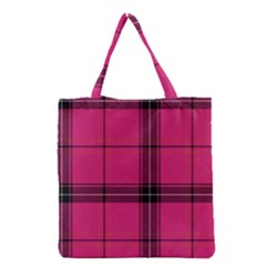 Dark Pink Plaid Grocery Tote Bag by snowwhitegirl