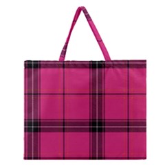 Dark Pink Plaid Zipper Large Tote Bag by snowwhitegirl