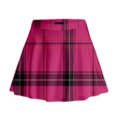 Dark Pink Plaid Mini Flare Skirt by snowwhitegirl