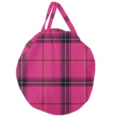 Dark Pink Plaid Giant Round Zipper Tote