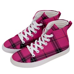 Dark Pink Plaid Men s Hi-top Skate Sneakers by snowwhitegirl