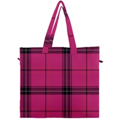 Dark Pink Plaid Canvas Travel Bag