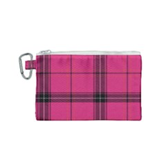 Dark Pink Plaid Canvas Cosmetic Bag (small) by snowwhitegirl