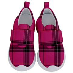 Dark Pink Plaid Velcro Strap Shoes